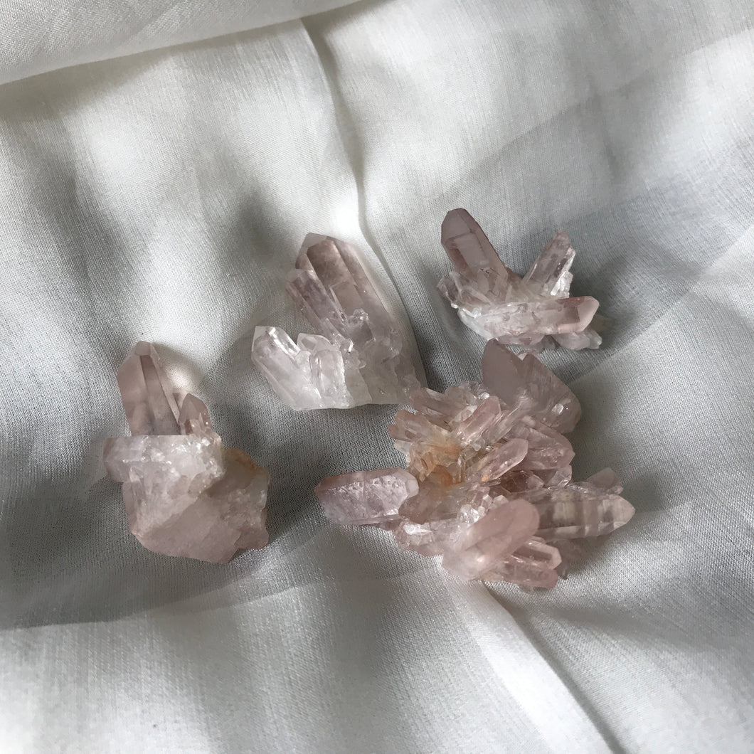 Pink Quartz Crystal Clusters