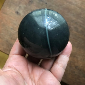 Blue Spiderweb Obsidian Sphere