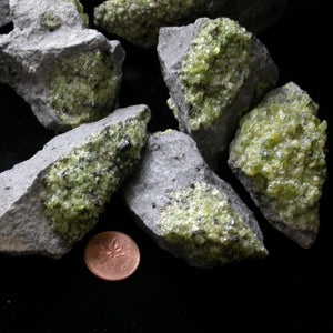 Peridot Crystals on Basalt - Song of Stones
