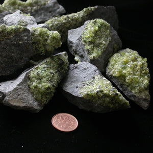 Peridot Crystals on Basalt - Song of Stones