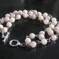 Pink Moonstone Bracelet Triple Strand - Song of Stones