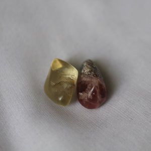 Rhodochrosite and Bytownite tumbled crystal duet - Song of Stones