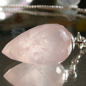 Faceted Rose Quartz Pendulum - Song of Stones