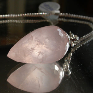 Faceted Rose Quartz Pendulum - Song of Stones