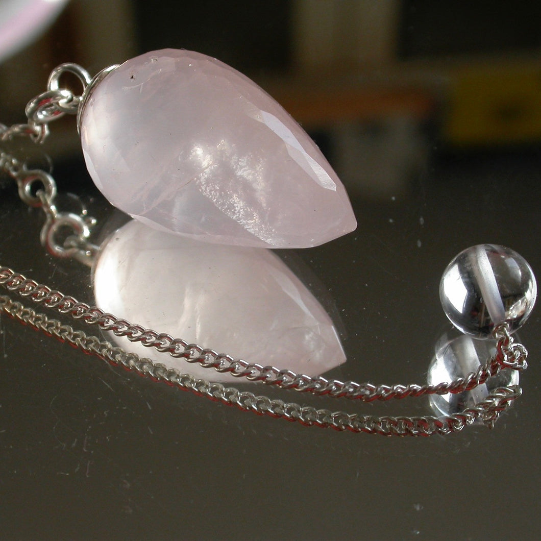 Faceted Rose Quartz Pendulum - Song of Stones